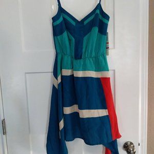 [S] Asymmetric High Low Midi Scarf Dress